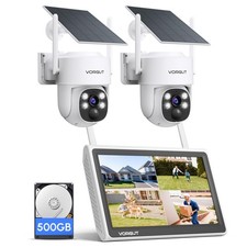 Solar Security Camera System Wireless Outdoor with 10CH 10" LCD Monitor NVR,2...