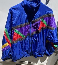 Vintage 80s crossroads Windbreaker Jacket Blue Colorblock M see photos for info