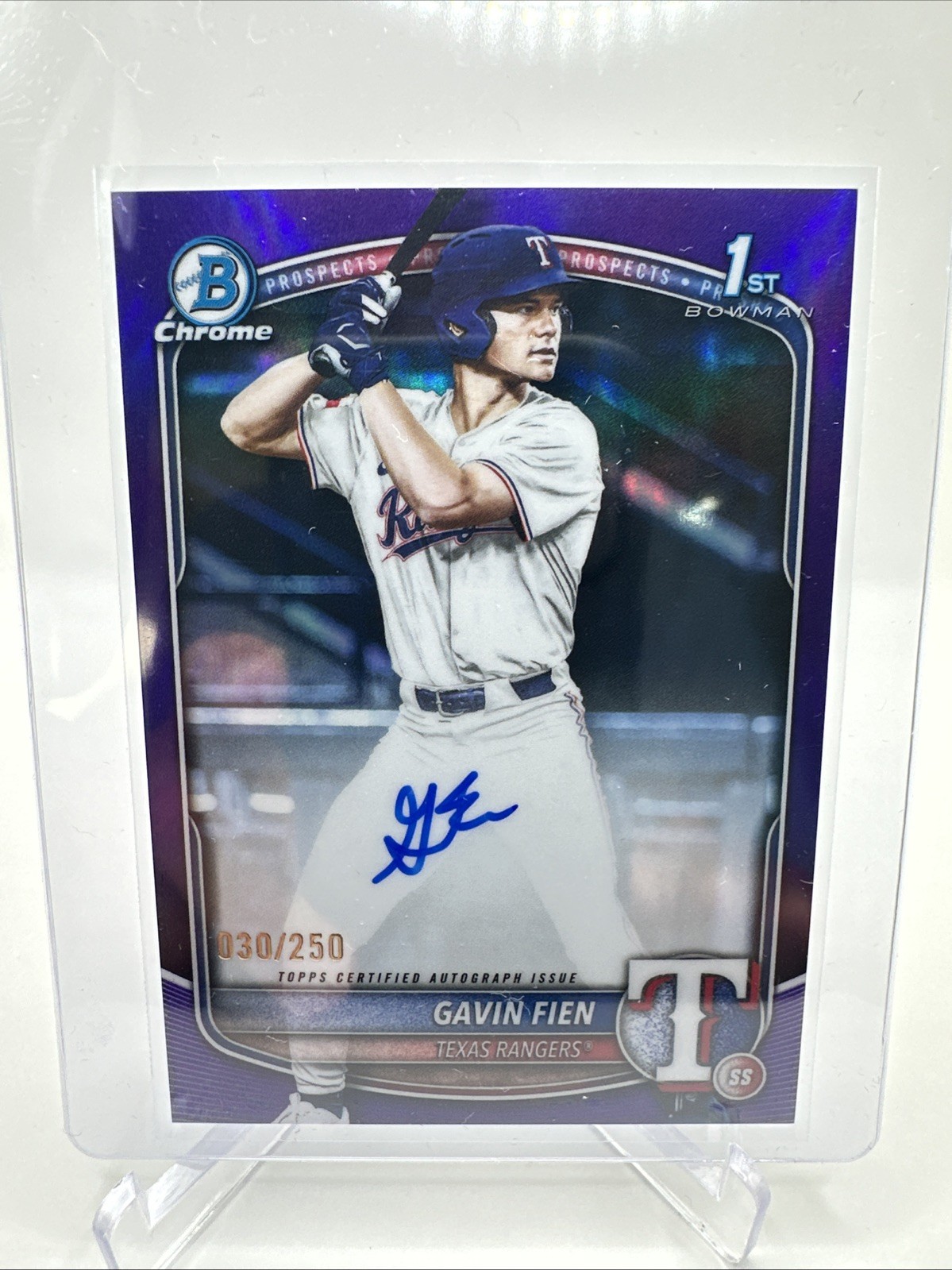 2025 Bowman Draft Chrome Gavin Fien CPA-GF Purple Refractor Auto RC #'d /250