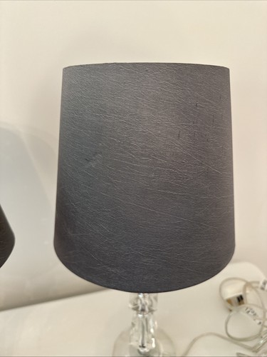 Grey Bedside Lamps X 2 Small Crystal Base Includes Shades - Picture 4 of 6