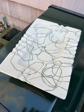 Large Vtg MCM Green Spaghetti String Ceramic Ashtray Atomic Wire Smoking Stand