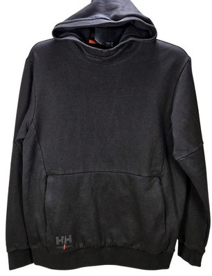 Men s Helly Hansen Large Black Hoodie Spellout Workwear Utility Streetwear