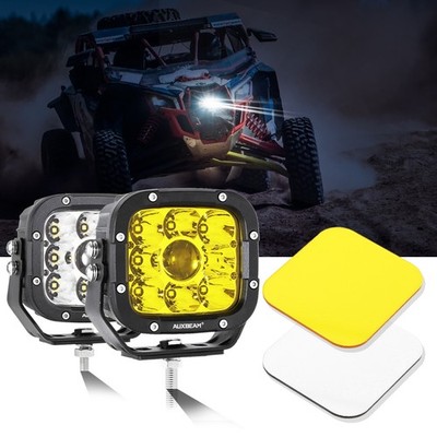 AUXBEAM 5''Inch LED Light Amber/White Pods Driving Fog Lamp For Cart EZGO Club