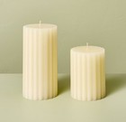 Hearth & Hand Magnolia Unscented Ribbed Pillar Candles 3x3 3x6 Set of 2