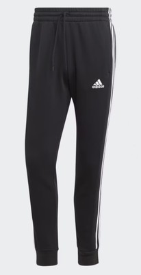 Adidas Men's Essentials Fleece 3 Stripe Tapered Cuff Pants Black L