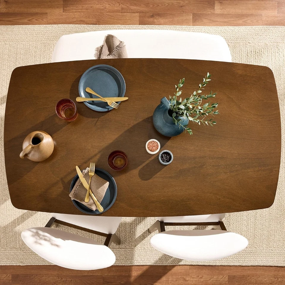 4-Piece Mid-Century Modern Wood Dining Kitchen Table & Chair Set - Image 3 of 4