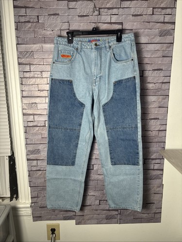 Herren Y2K Empyre Double Knee Denim Jeans 32x30 Baggy Skater