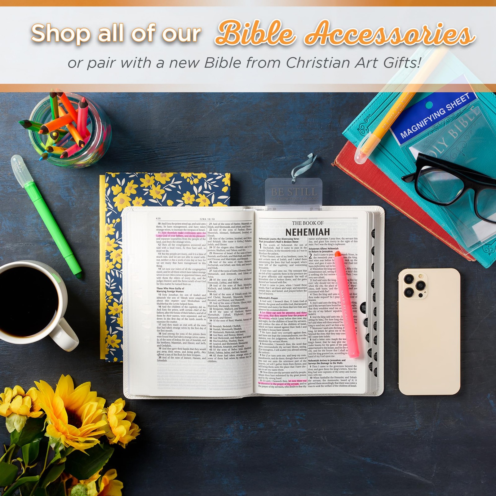 Set of 6 Neon Non Bleeding Bible Highlighters Smudge Proof for Study Office
