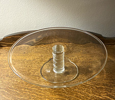 Clear Transparent Glass Round Pedestal Cake Stand, Solid Pattern, 1 Item