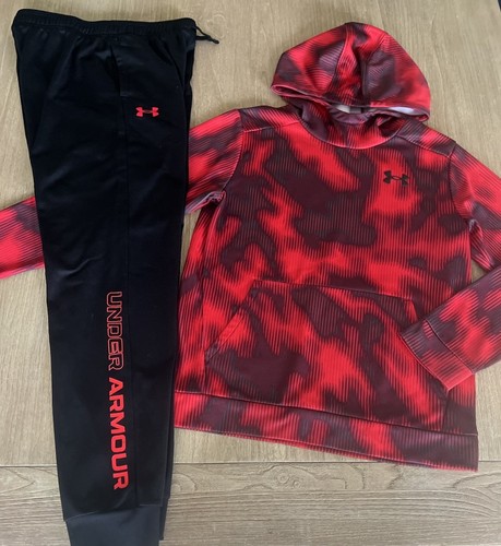 Under Armour Boy’s L 14/16 Fleece Printed Hoodie & Brawler 2.0 Tapered Pants EUC - Picture 2 of 10