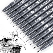 Micro Fineliner Drawing Art Pens 13 Black Fine Line Waterproof Ink Set Artist