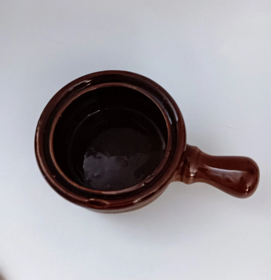 Lote De 2 Vasos Sopera Cebolla Francesa De Gres De Colección Esmaltados Con Tapa Y Mango Foto 4 de 4