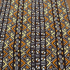 Brown Orange Hitarget Fabric African Wax Print Graphic Cotton Veritable 45x15