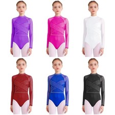 Girls Bodysuit Cross Front Leotard Dance Jumpsuit Training Dancewear Ballerina