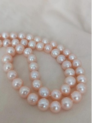 photo 18 inch AAAA Japan Akoya 7-8mm pink pearl necklace 14K gold clasp