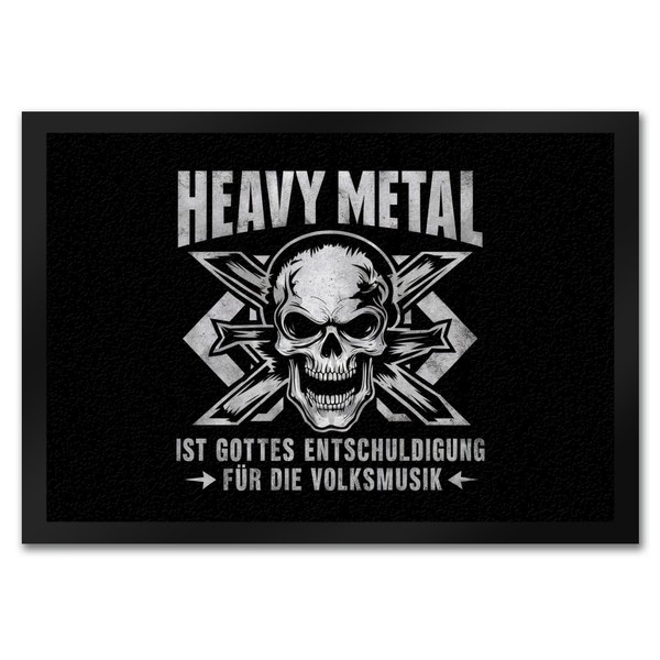 Heavy Metal Statt Volksmusik FußMatte In 35X50 Cm Mit Totenkopf-image
