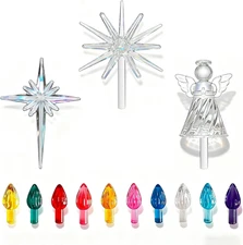 Ceramic Christmas Tree Replacement Lights Bulbs Pegs - Included 3D Moravian Star