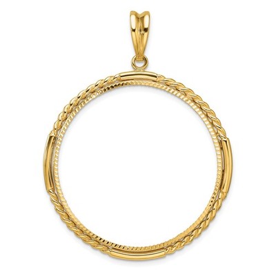 $20 Liberty Head Double Eagle Coin Bezel 34mm Twist Prong 14k Yellow Gold