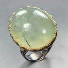 Jewelry ring 38 ct Natural Prehnite Ring 925 Sterling Silver Size 8 /R450373