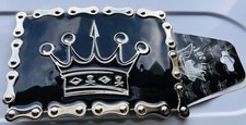 187 Inc. King Crown Belt Buckle with Chain Border New