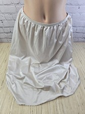 Vanity Fair 24" XL Comfort Slip Stretch Lace Knee Nylon USA Beige Tan Skirt READ