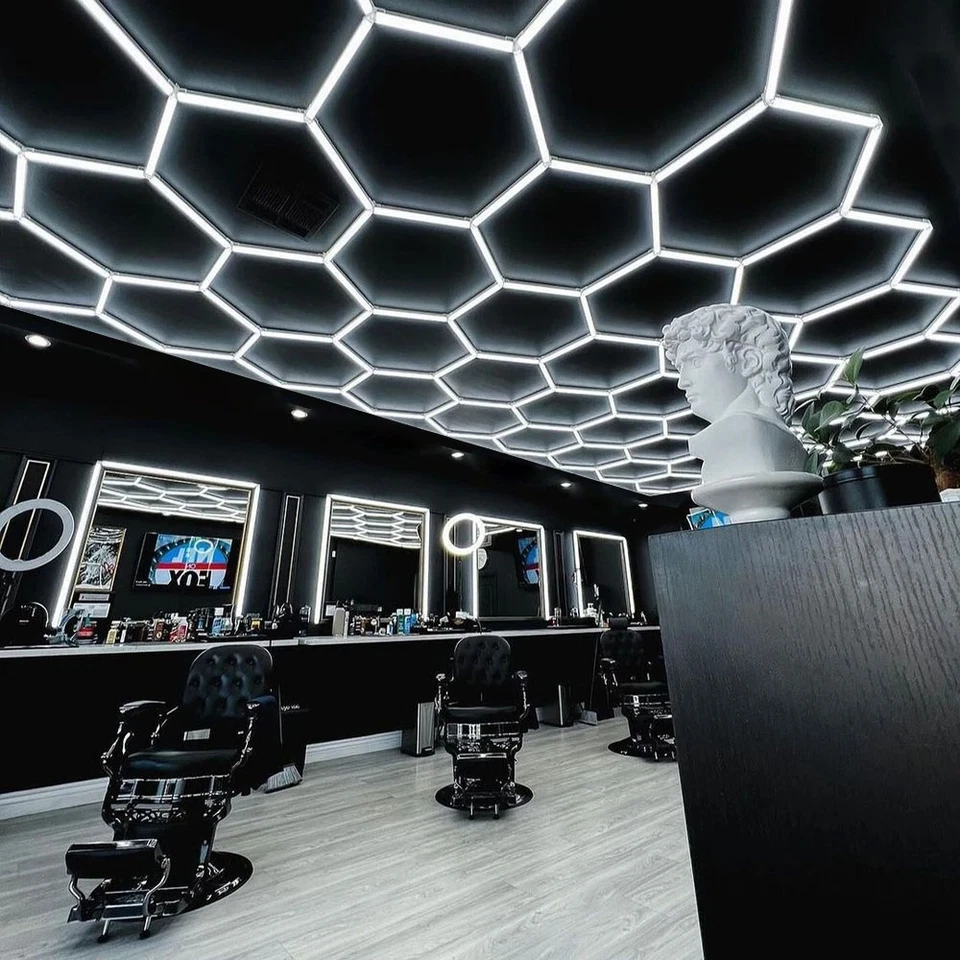 Hexagon Garage Lights 28 Grids LED Honeycomb Light 6500K for Showroom Office Gym - Image 3 of 4