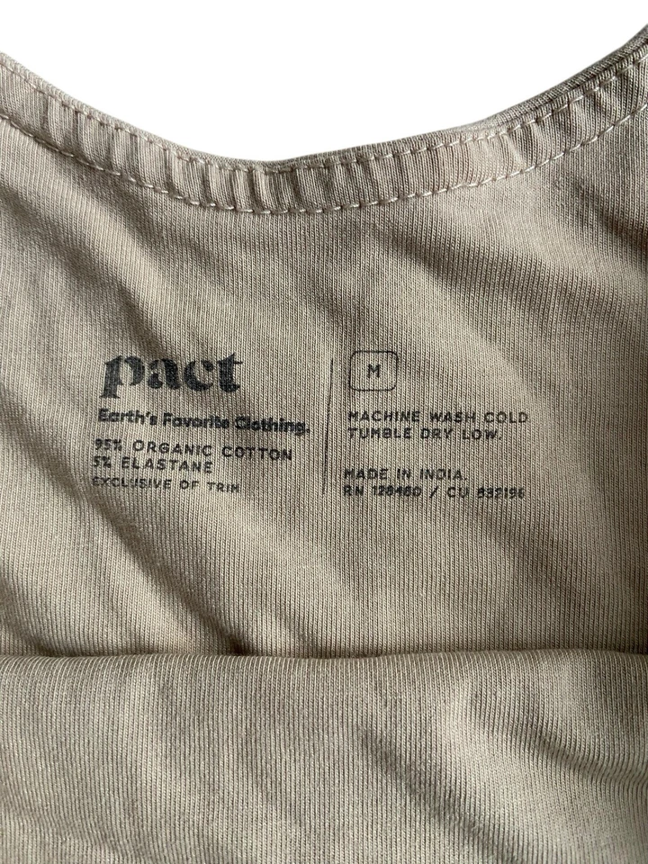 Pact Womens Everyday Double Scoop Longline Bra Size M Beige Organic Sustainable - Image 4 of 4
