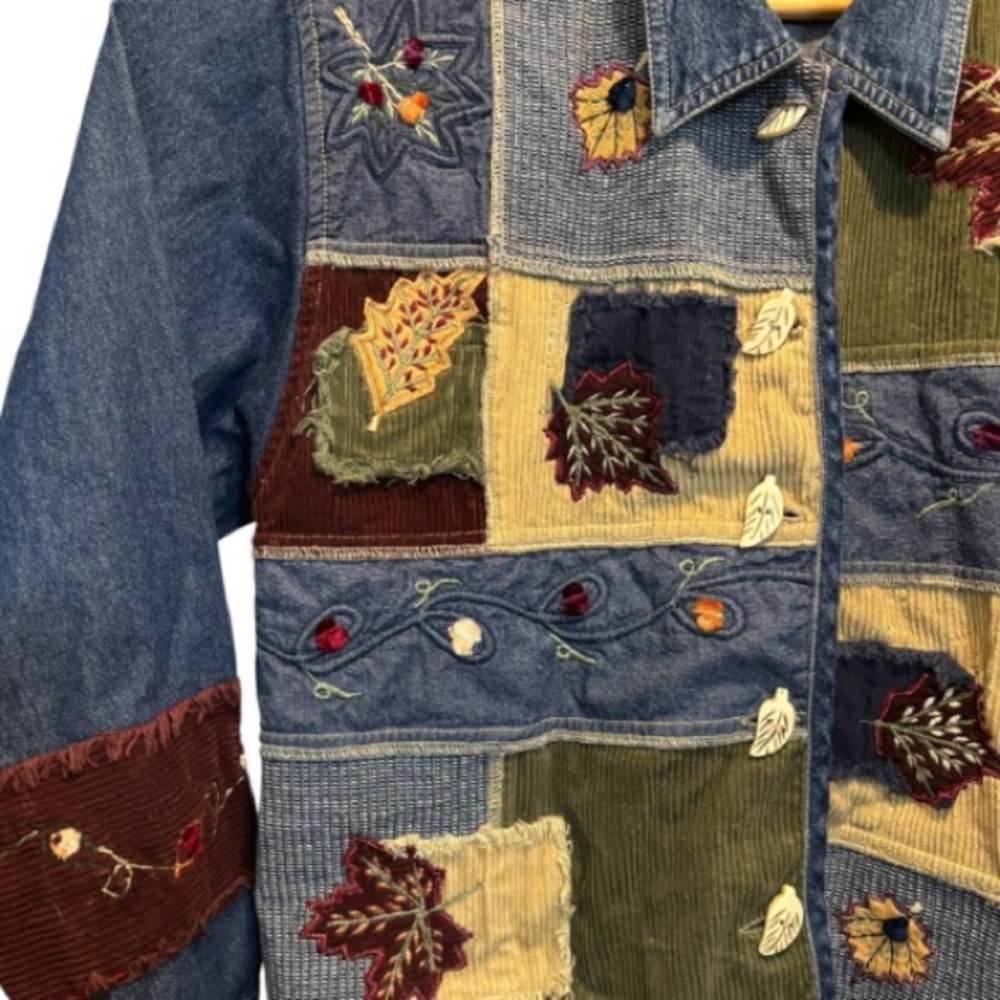 New Direction Denim Patchwork Button Down Shirt S… - image 6