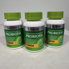 3 pack Probiotic w/ Digestive Enzymes - 50 Billion CFU per Serving, exp 4/2027
