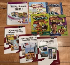 Abeka History Science Health 1 Set: Curriculum Lesson Plans Visuals Student Book