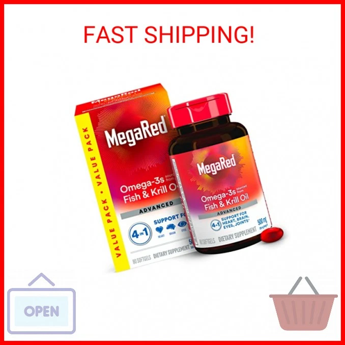 Megared Omega-3 Fish Oil + High Absorption Krill Oil 500mg Softgels, MegaRed Adv - Image 2 of 2