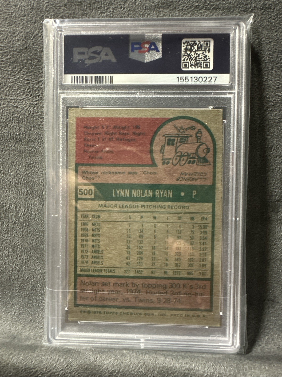 1975 Topps - Nolan Ryan #500 Angels 🔥🔥PSA 3🔥🔥👀👀 view 2