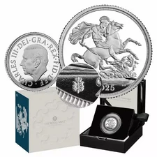 2025 Royal Mint Proof Sovereign w/ Shield Privy .999 Silver Coin W/ OGP & COA