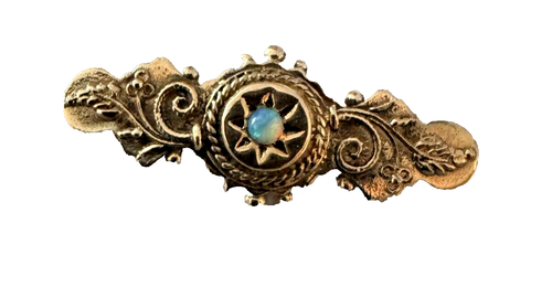 Authentic Y GOLD 14k & Persian Turquoise Victorian Style Bar Brooch Pin Pendant - Picture 3 of 17