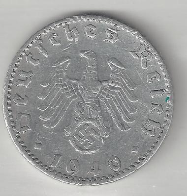 GERMANY, NAZI, 1940-J, 50 PFENNIG, ALUMINUM, KM#96, EXTRA FINE | eBay