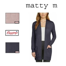 MATTY M Women's Duster 3 Inch Split Open Front Knit Boyfrind Cardigan I42