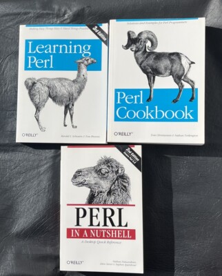O Reilly Books Perl In A Nutshell, Learning Perl, Perl Cookbook Lot of 3