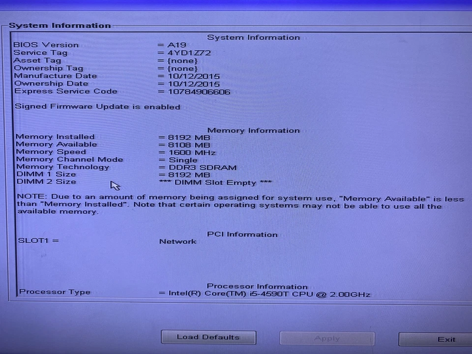 Dell OptiPlex 9020M Core i5-4590T 2GHz 8GB RAM NO HDD NO OS Good - Image 2 of 4