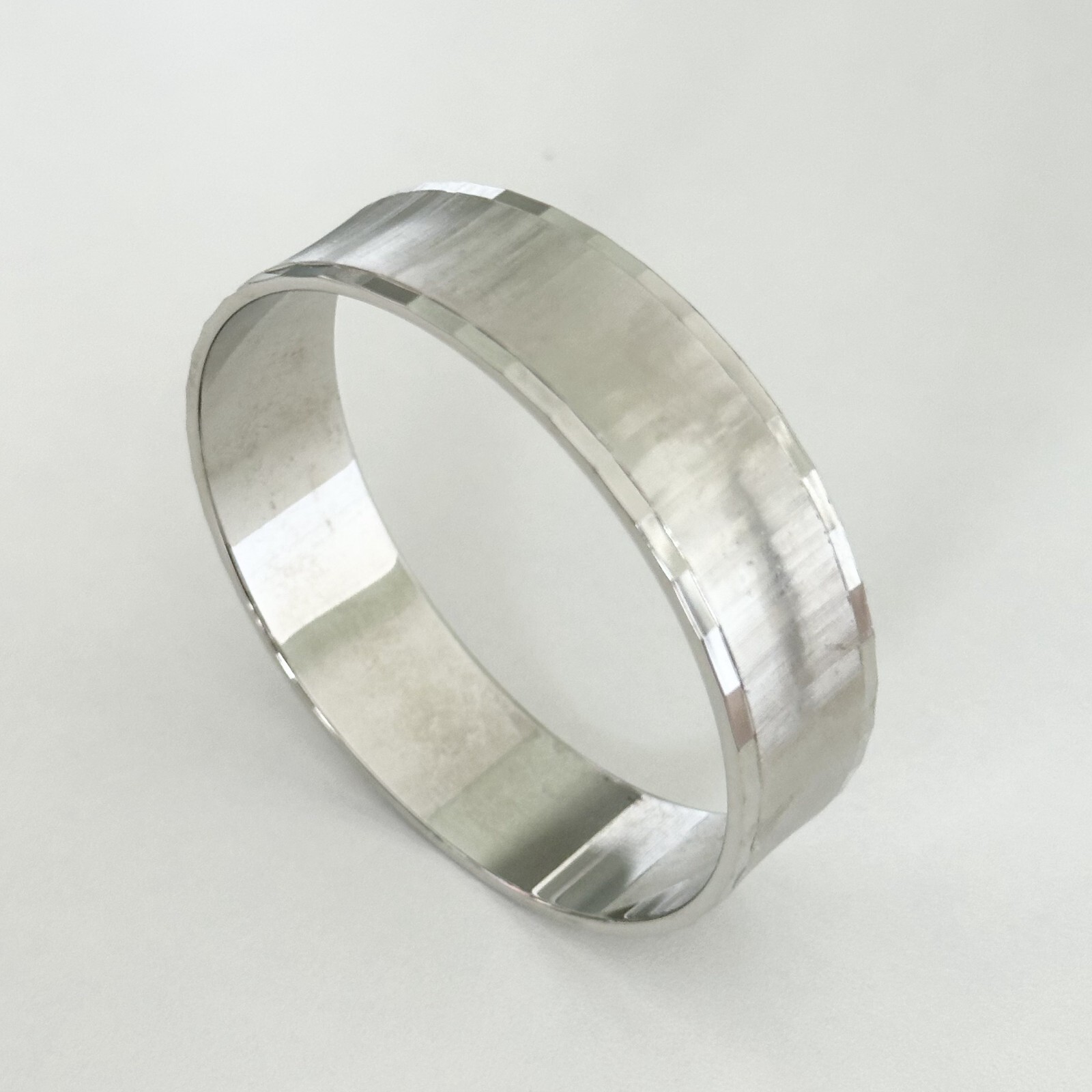 Vintage Monet Signed Silver Tone Wide Chunky Etched Bangle Bracelet
