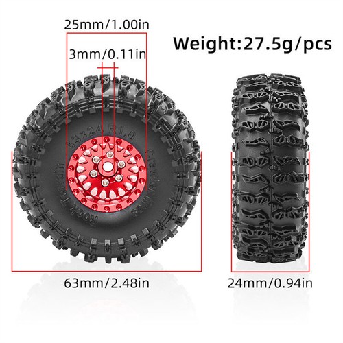 Aluminum 1.0" Beadlock Wheel Rim &Tires For 1/18 TRX4M 1/24 SCX24 AX24 RC Car - Picture 21 of 28