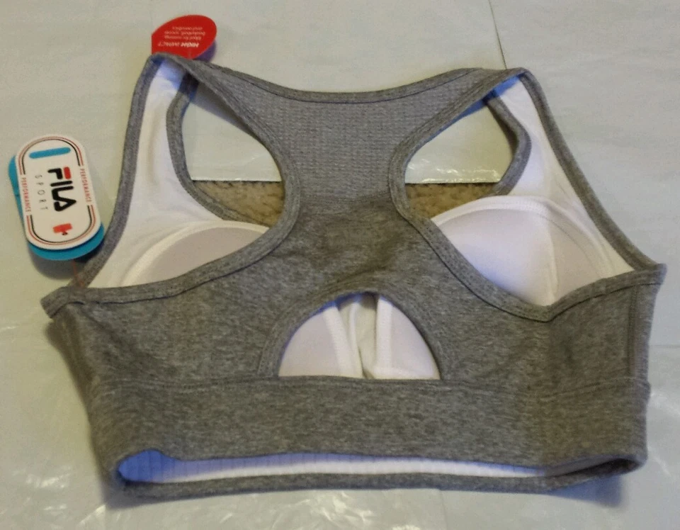 NUEVO FILA SPORT® Sujetador: Core Essential Sujetador Deportivo Alto Impacto Gris Talla XS Foto 3 de 4