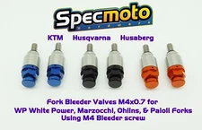 USA SHIPPED M4 FORK AIR BLEEDERS WP MARZOCCHI WHITE POWER CNC BLUE BLACK ORANGE