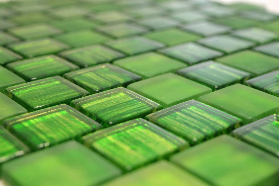 Mosaïque en Verre Vert Jaune Glacé Laiton Matt Clair WB78-CF83 | 1 Natte - Photo 2/3