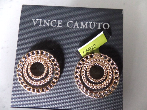 JEWELRY, EARRINGS, PIERCED, VINCE CAMUTO, GOLD TONE, LIGHTWEIGHT, NEW - Picture 8 of 10