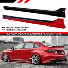 For 2022-2026 Honda Civic Yofer V2 Rallye Red Black 2 Tone Side Skirt Extension