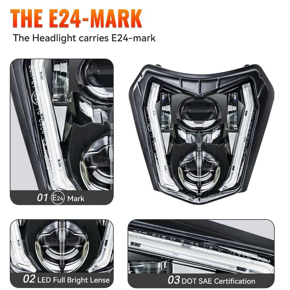 LED Headlight for KTM EXC 150 200 250 300 350 450 500 /690 /Freeride 250 F E-XC - Image 4 of 4