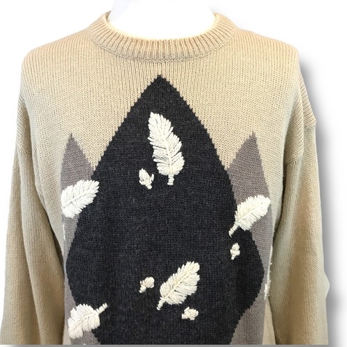 Maglione vintage anni 90 Aggio misto lana caldo accogliente taglia L maglione vacanza foglie - Foto 2 di 10