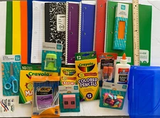 Back to School Crayola Crayons Markers Pencils Pens Notebooks Glue Erasers Ruler
