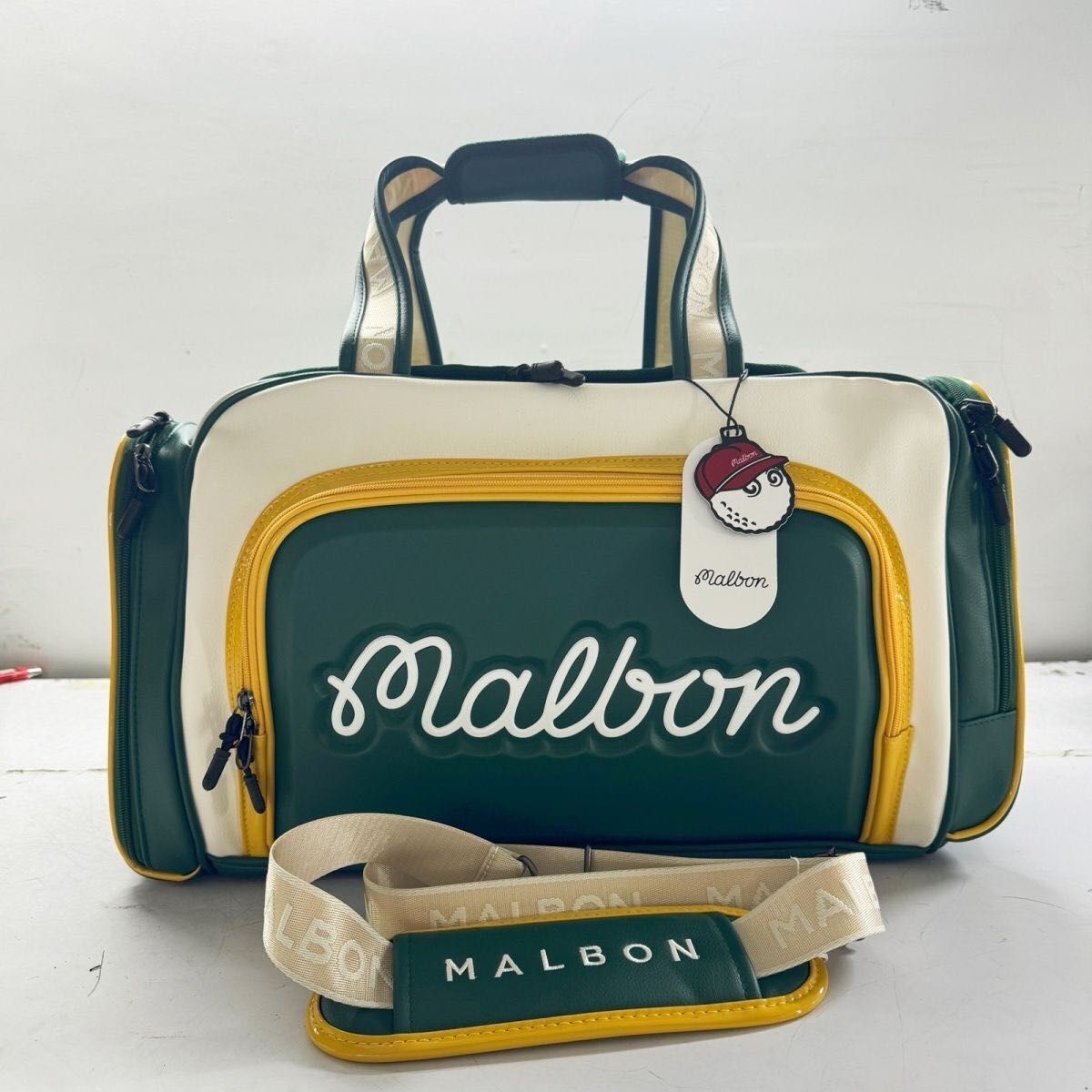 新作Malbonキャディバッグ &ボストンバッグ&ラウンドポーチ 3点セット 綠 新作Malbonキャディバッグ &ボストンバッグ&ラウンドポーチ 3点