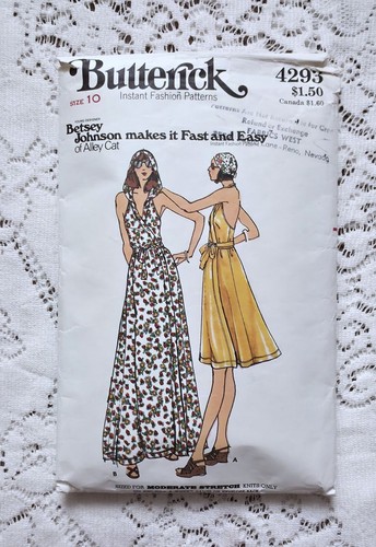 1970er Betsey Johnson Vintage Schnittmuster Butterick 4293 Damen Kleid Größe 8